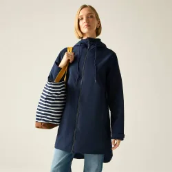 Women's Brianka Longline Hooded Waterproof Jacket in Mid Navy Size: 22 - Mid Navy - Size: 22