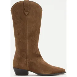 Bota cowboy mujer piel suede caña alta