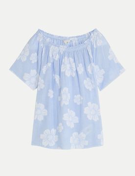 Blusenshirt mit Carmenausschnitt Blau 40