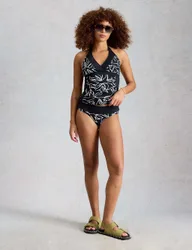 Printed Reversible Roll Top Bikini Bottoms Black Mix female