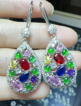 Natural A jadeite ice yang green ear hook earrings (choose one of the best in diversity) - Aliexpress - FashionsVida