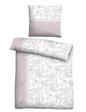 Feinbiber Bettwäsche Paisley viola, 1x 155x220 cm + 1x 80x80 cm - Castell - FashionsVida