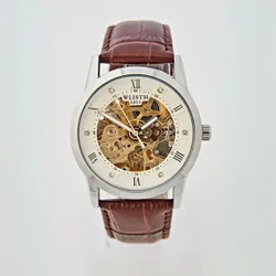 Herren-Armbanduhr silber-braun