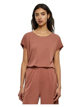 T-shirt à Manches Courtes Modal Extended Shoulder Terracotta L