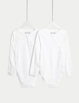 Pack Adaptive Pure Cotton Bodysuits (7lbs-16 Yrs) White unisex - M&S - FashionsVida