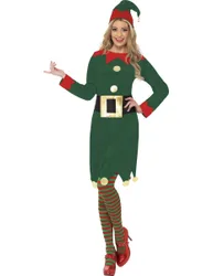 Damenkostüm Weihnachtselfe grün-rot - female