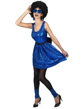 Discokostüm Pailletten-Kleid für Damen blau - female - KARNEVAL-MEGASTORE - FashionsVida