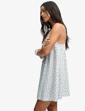 Superdry Damen Strukturiertes Trägerkleid mit Gewebtem Stoff White - Größe: 34 - 64.99 - FashionsVida