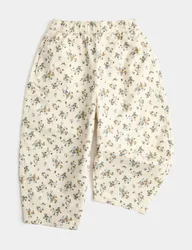 Cotton Rich Floral Woven Balloon Trousers (2-8 Yrs) Ivory Mix female