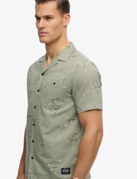 Superdry Herren Bedrucktes Kurzarm-strandhemd Green - Größe: M