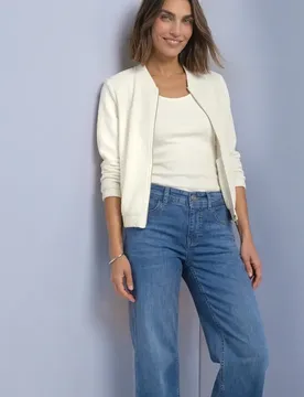 Arm Jacke mit Zipper und Struktur female Weiß