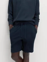 Pure Cotton Waffle Loungewear Shorts Navy male