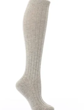 Pair Light Grey 85% Cashmere Rib Knee High Ladies 4-7 Ladies - - Grey - Size: Small - Pantherella - FashionsVida