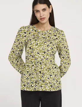 Women's Bel Leopard Print Top in Olive Size: 14 - Olive - Size: 14 - Finery London - FashionsVida