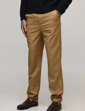 Men's Tall Straight Fit Tailored Trousers Stone Size 32 Stone 32 - boohooMAN - FashionsVida