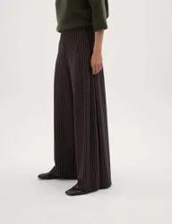 Striped Pleated Wide Leg Trousers Brown Mix female