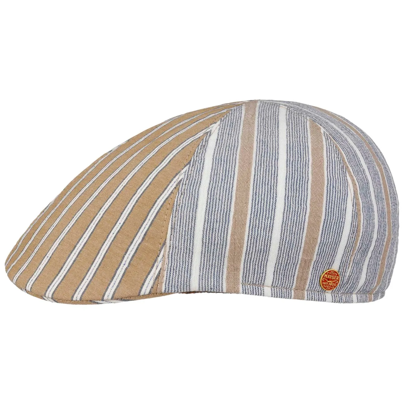 Paddy Two Stripes Cotton Flat Cap by - beige - Size: XL (60-61 cm) - Mayser - FashionsVida