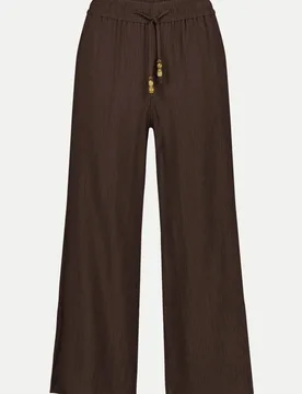 Stoffhose 7/8 mit Bindedetail Braun 40 - Zero - FashionsVida