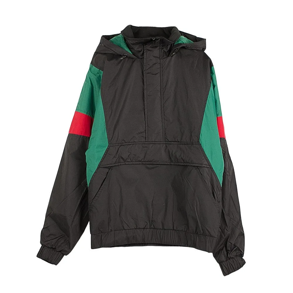 Giaccone Infilabile Uomo 3 Tone Pull Over Black/green/fire Red - Urban classics - FashionsVida