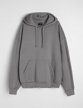 Felpa con cappuccio in misto cotone - grigio medio
