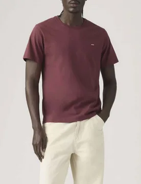 T-shirt girocollo Levi's bordeaux in cotone con logo ricamato - Levis - FashionsVida