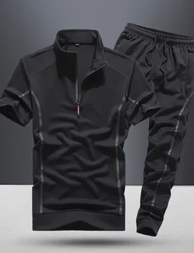 Short-sleeved Suit Men Summer Thin Stand Collar Sportswear Two-piece Set New Casual Business T-shirt - Aliexpress - FashionsVida