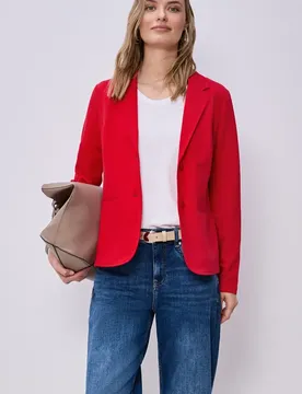 Basic Blazer aus Jersey female Rot