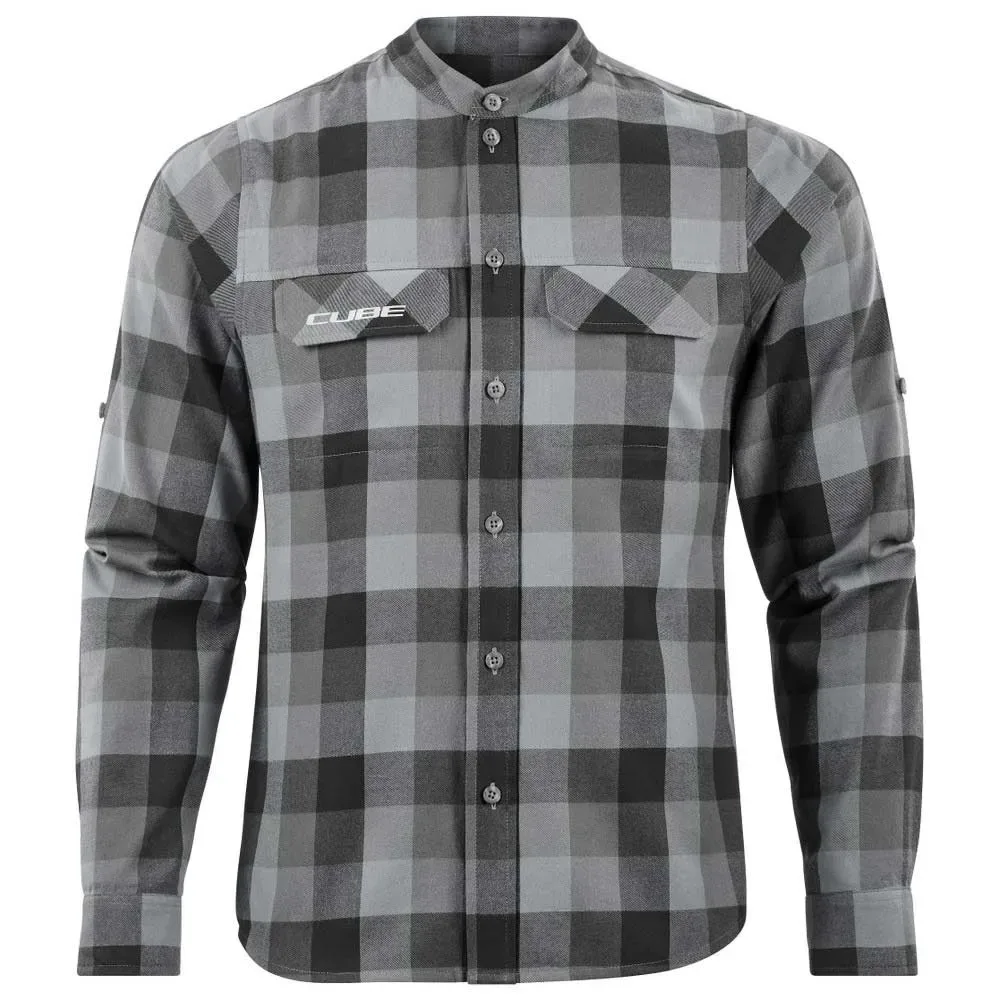 Camicia A Maniche Lunghe Work Grey Check - CUBE - FashionsVida