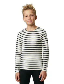 Ballen Long Sleeve T-shirt Ecru / SR Navy 110 cm Boys - Sea Ranch - FashionsVida