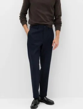 Tailored Fit Flannel Smart Trousers Navy male - M&S - FashionsVida