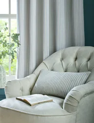 Cornish Chenille Striped Eyelet Curtains Light Blue Mix
