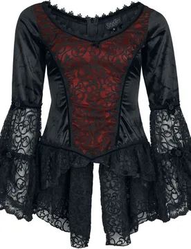 Gothic T-Shirt - Gothic Top - S bis 4XL - für Damen - Größe M - schwarz/rot - Frauen - female - Sinister Gothic - FashionsVida
