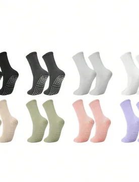 Pares/paquete Calcetines de yoga con agarre antideslizante y transpirables, en 8 colores aleatorios, adecuados para ballet, yoga y pilates - Shein - FashionsVida