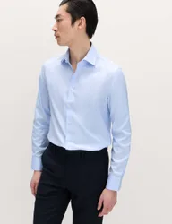 Extra Slim Fit Luxury Cotton Twill Shirt Blue male