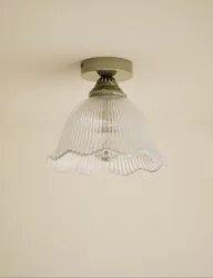 Josephine Glass Flush Ceiling Light Antique Brass