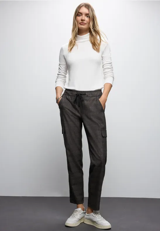 Karierte Cargo Hose female Braun - Street One - FashionsVida