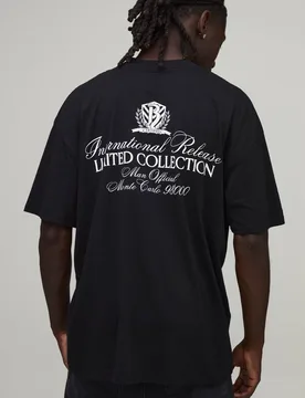 Herren Schwarzes Übergroßes T-Shirt Mit Limitiertem Kollektion-Aufdruck Black Größe Large - boohooMAN - FashionsVida