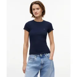 Camiseta mujer fit ajustado en canalé con logotipo