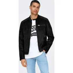 Only & Sons - Chaqueta de hombre biker de suede