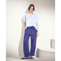 Pantalón jogger de mujer liso de lino