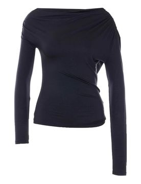 Top a maniche lunghe con volant