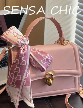 Este bolso de mujer rosa, de moda y versátil, cuenta con un pañuelo, diseño acolchado, cierre de metal a presión, asa superior y correa para el ho - Shein - FashionsVida