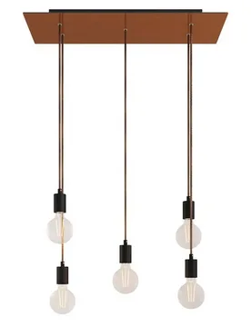 Cables Suspension Luminaire Rose-one Xxl 5 Falls With Light Bulb Satin Copper One Size - Creative - FashionsVida