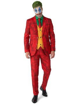 Elegantes Joker-Kostüm von Suitmeister für Erwachsene rot-grün-gelb