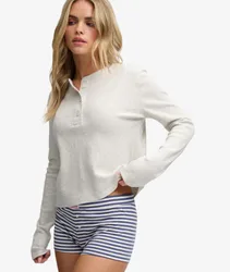 Superdry Damen Athletic Essential Waffel-top Schmale Passform Beige - Größe: 42
