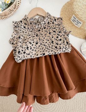 Set de 2 piezas de camisa casual tejida con estampado floral pequeño y minifalda tejida para niña joven LMoss