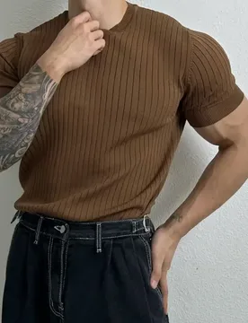 Luxury Brand 2025 New Men T-shirt Knitted Short Sleeves O-neck Shirt Fashion Solid Elastic Slim Tees Men's Tops Mens T Shirts - Aliexpress - FashionsVida