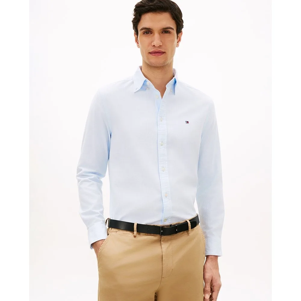 Camisa de caballero de manga larga tipo Dobby lisa - Tommy Hilfiger - FashionsVida