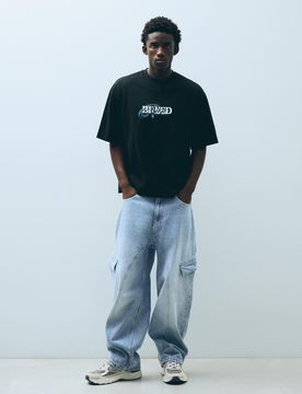 Jean Cargo Barrel Fit 38 Bleu Clair