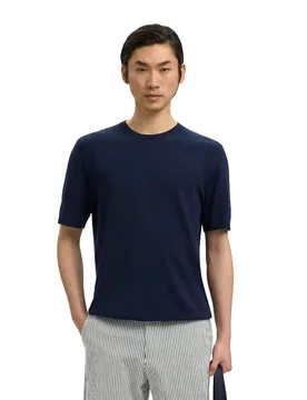 T-shirt à Manches Courtes Torino Knit Navy Blazer XL - Selected - FashionsVida